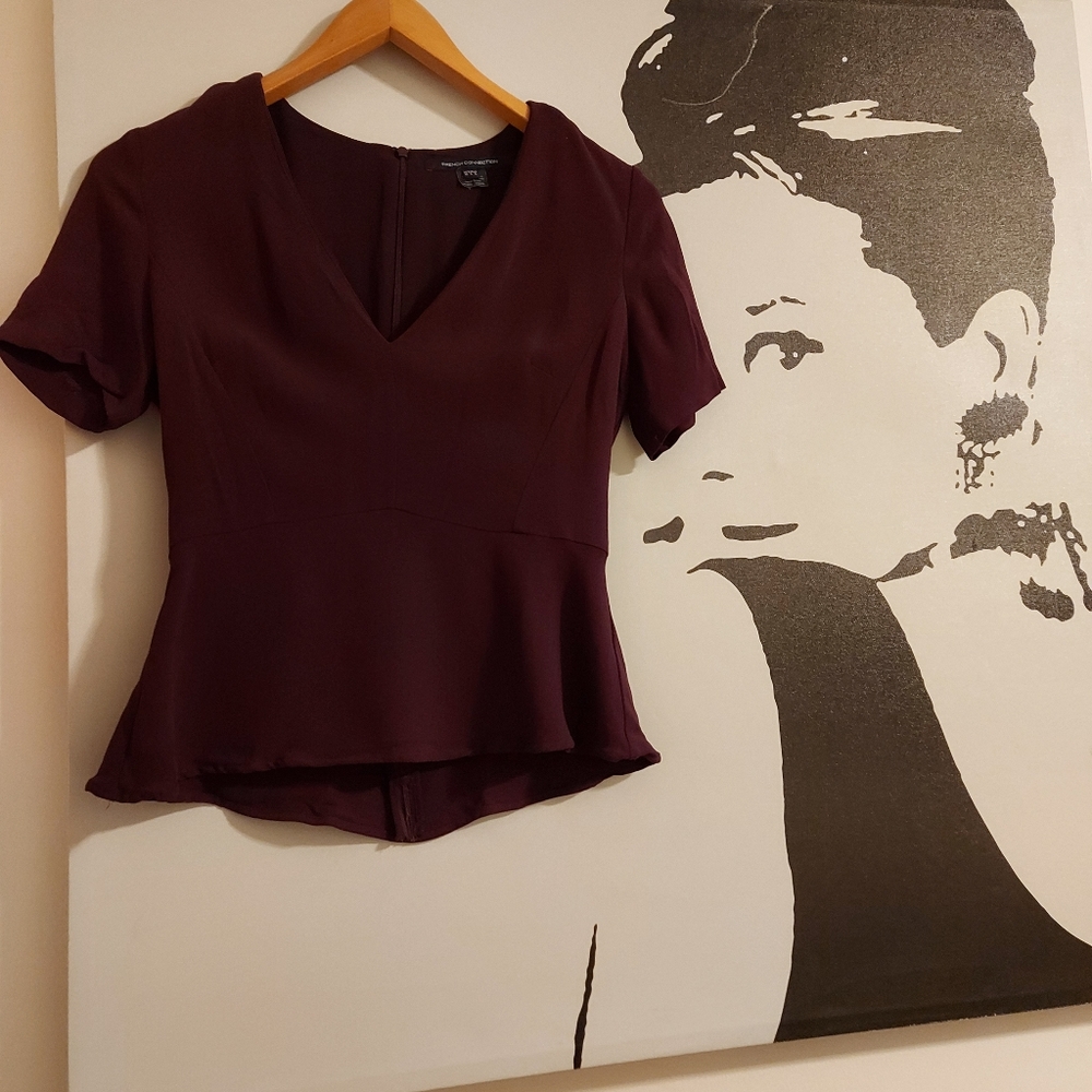 FRENCH CONNECTION crepe peplum blouse